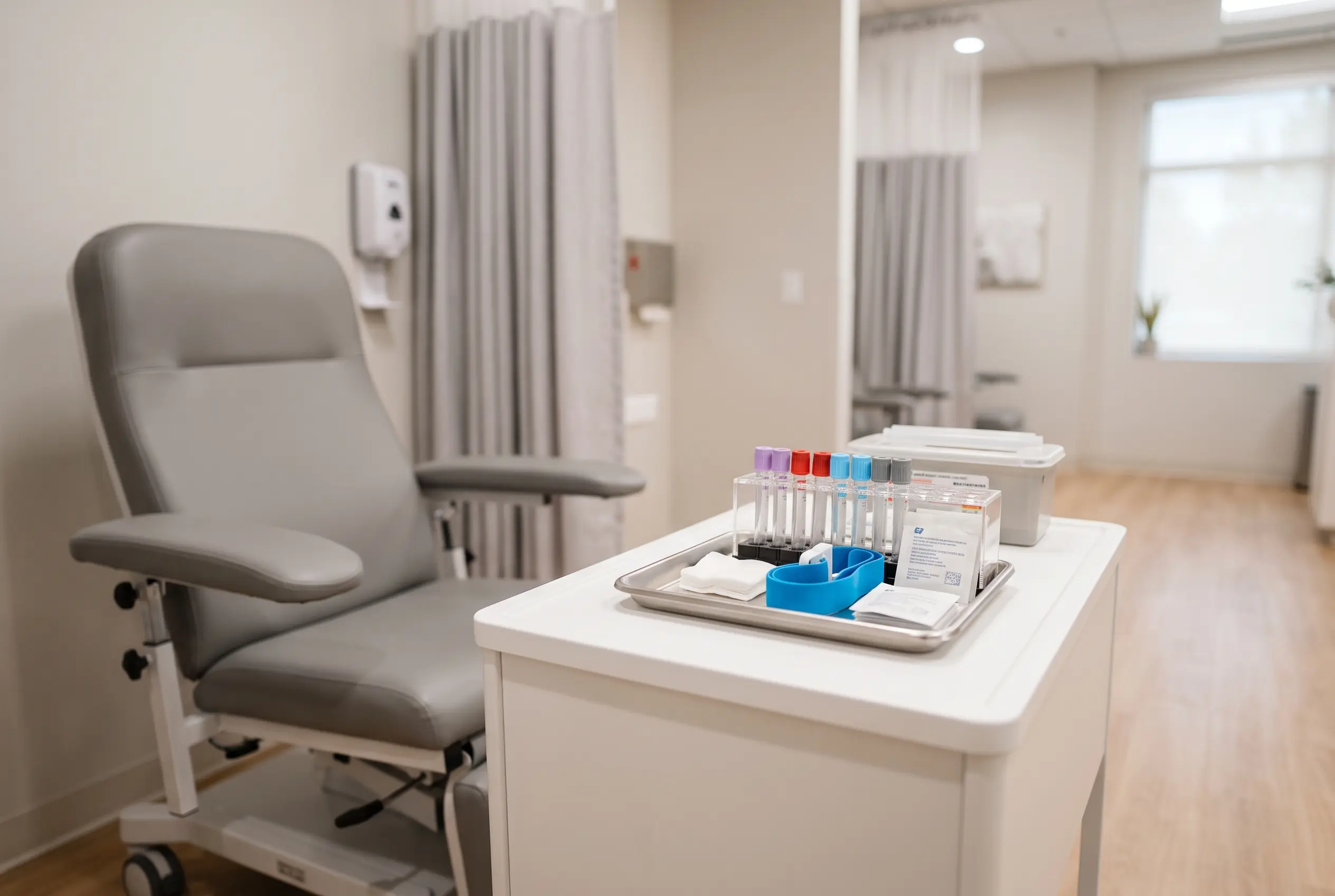 Clinic blood draw station set up for baseline peptide bloodwork before treatment begins