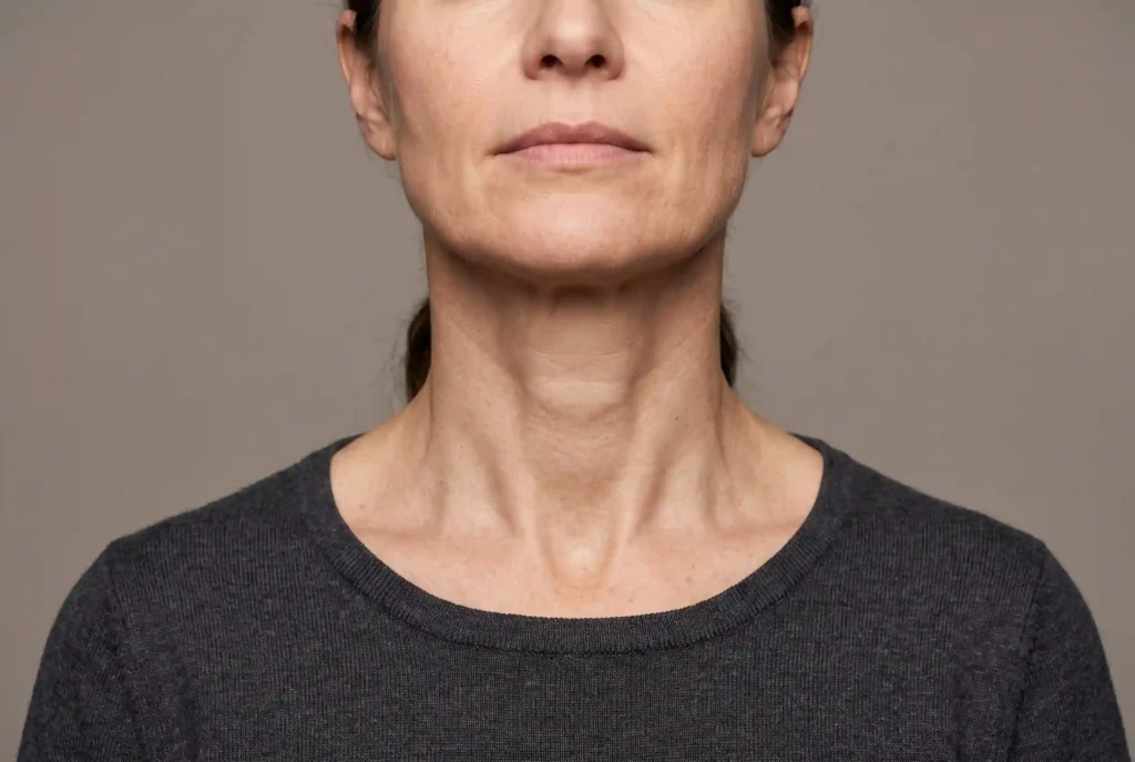 Relaxed neck anatomy targeted by the Botox platysma band indication