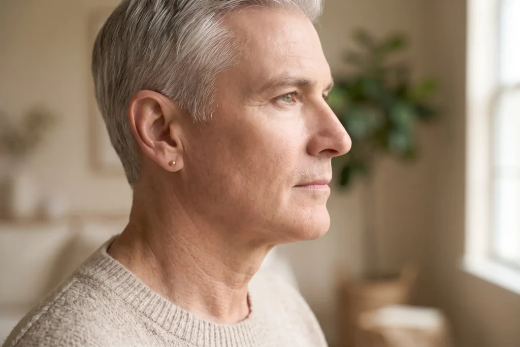 Defined jawline and upper neck, the area a PDO thread lift treats near Sun City Center