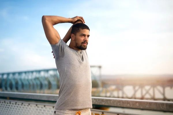 Man exercising even after getting thymosin alpha 1 and thymosin beta 4 therapy