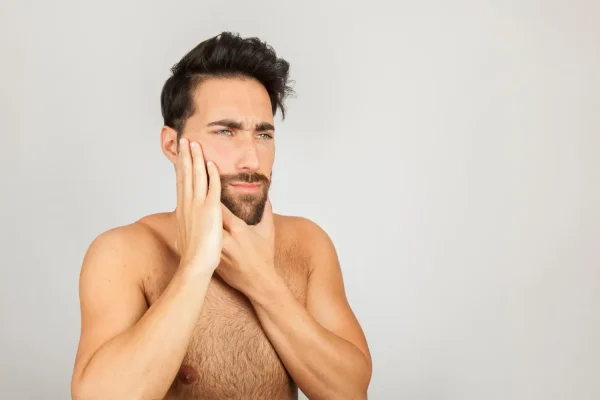 Man getting anxious after feeling his PDO threads