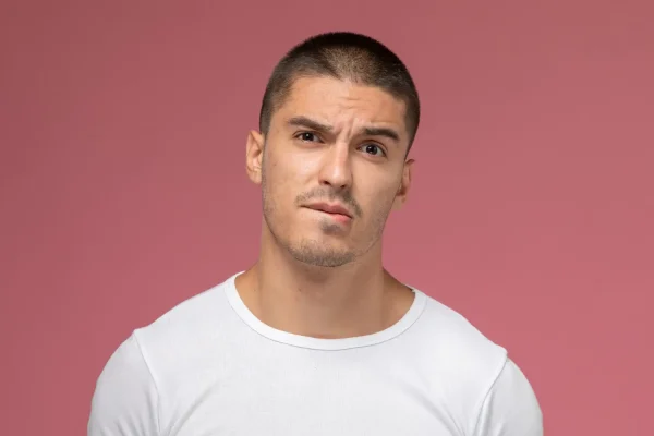 Man thinking if swelling is normal after FaceTite