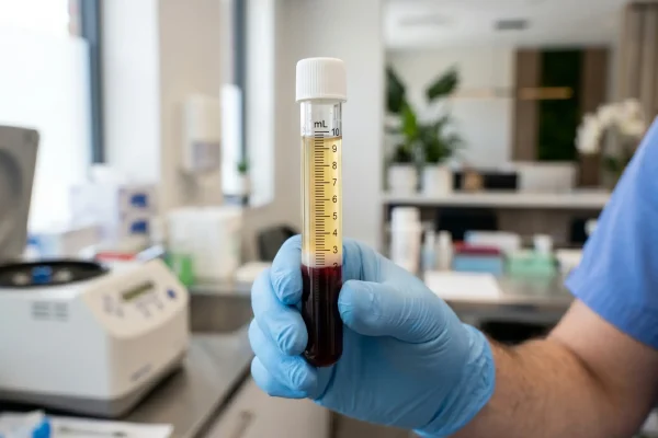 Platelet-rich plasma separated in centrifuge tube for hair loss therapy