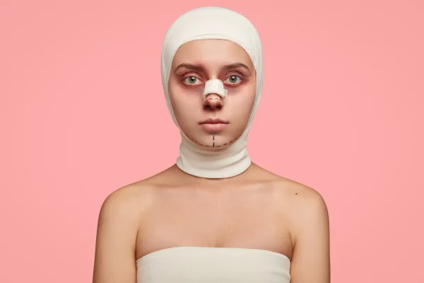 Woman after getting plastic surgery reversal