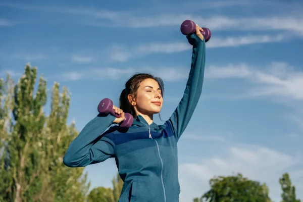 Woman finally able to exercise properly outside after taking a short break after PRP hair treatment