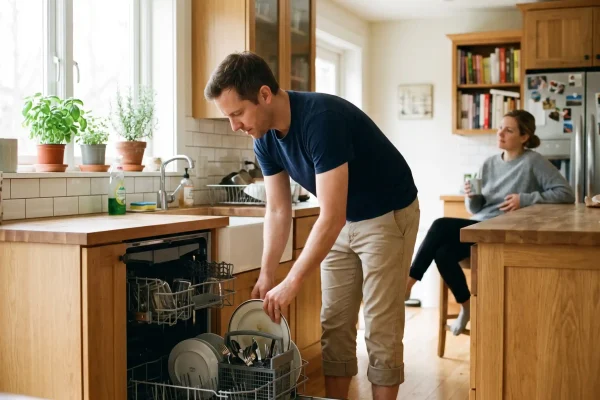 Caregiver handling household chores during tummy tuck recovery
