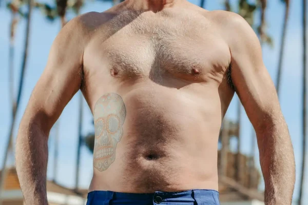Close up shot of a man’s chest before HD lipo
