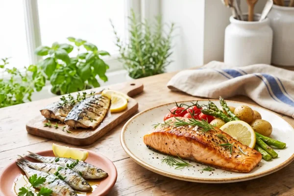 Fatty fish like salmon and sardines supply omega-3s for a stronger skin barrier