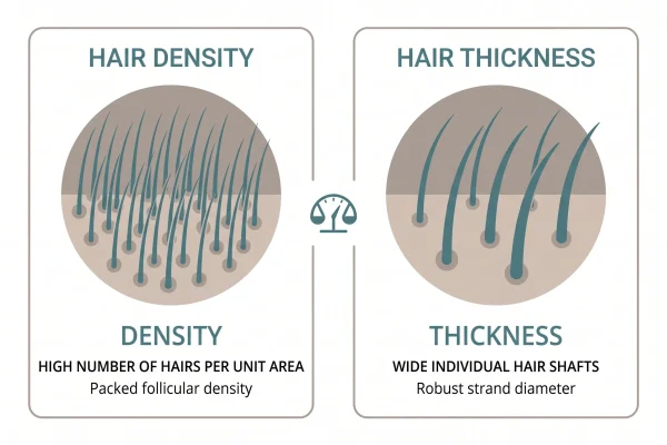 Hair density versus hair thickness comparison for PRP genetic hair loss outcomes