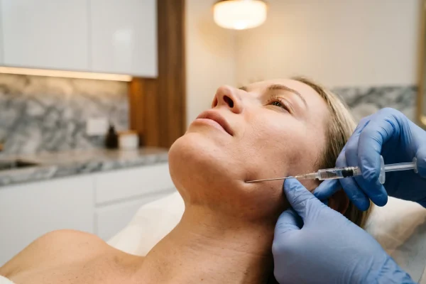 Jawline filler treatment refining the lower face during a non-surgical neck lift