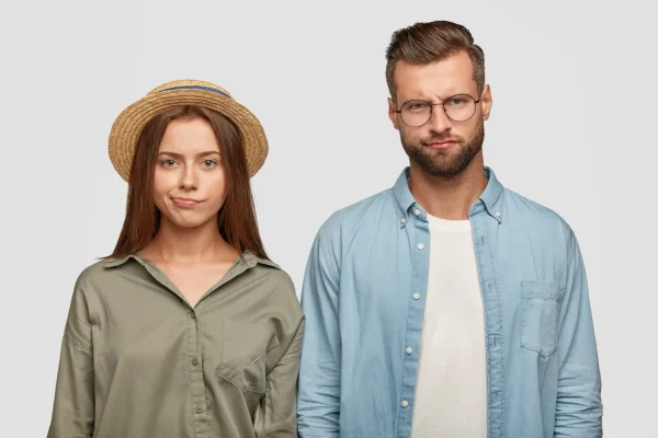 Man and woman looking curious about where jawline fillers are placed