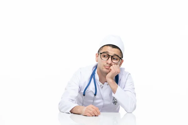 Plastic surgeon posing before doing PDO thread lift revision