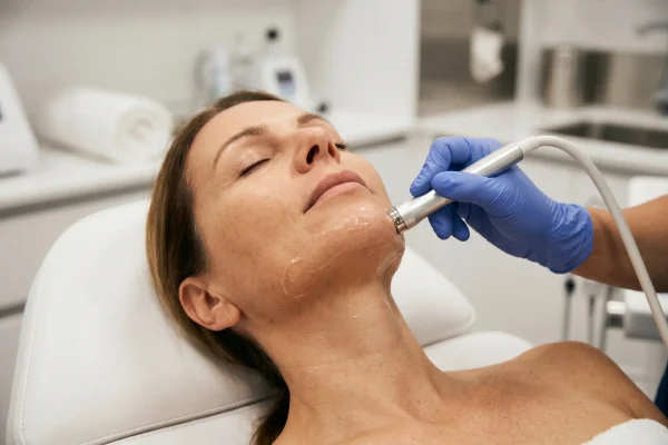 Radiofrequency device contouring the jaw and neck during a non-surgical facelift