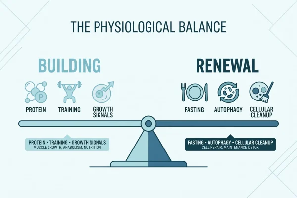Seesaw infographic showing the building and renewal sides of longevity