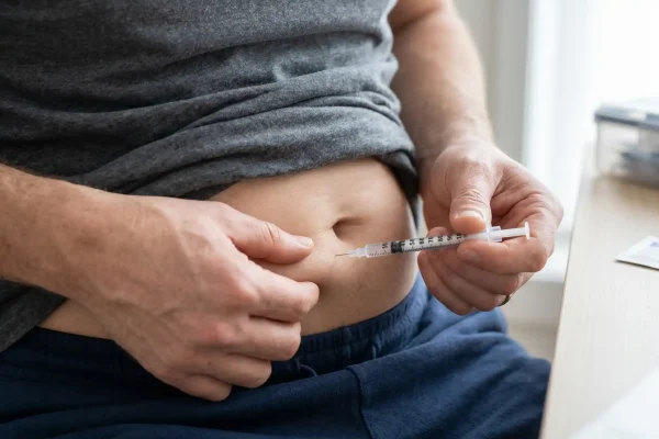 Subcutaneous abdominal injection technique used for MOTS-C peptide stacking