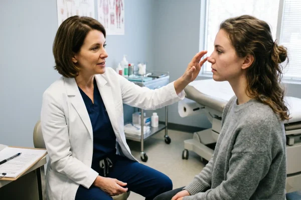 Surgeon assessing a patient's readiness and the right age for plastic surgery