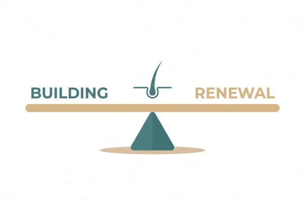 Building and renewal balance behind the hair growth cycle in genetic hair loss