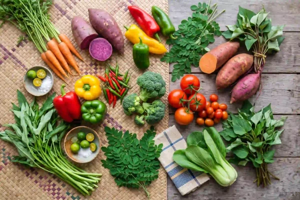 Colorful carotenoid and vitamin C vegetables that help protect aging skin