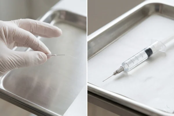 Comparison of thread lift and dermal filler tools explaining different alcohol wait times