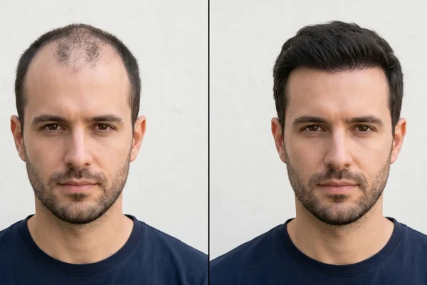 Hair loss treatment before and after results for male patient