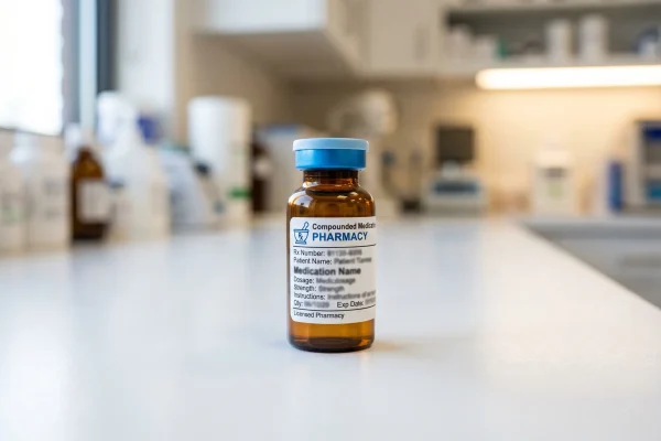 Human-grade compounded peptide vial used instead of unsafe research-grade KPV