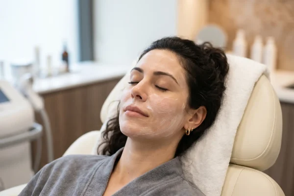 Numbing cream applied before a PRP for the face treatment
