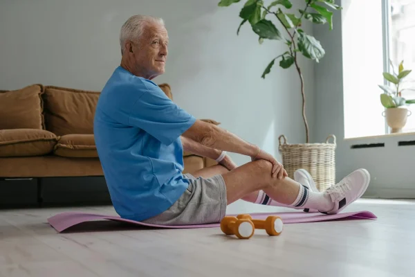 Old man exercising after recovering from PRP injection