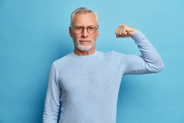 Old man thinking of improving vitality with Nad+