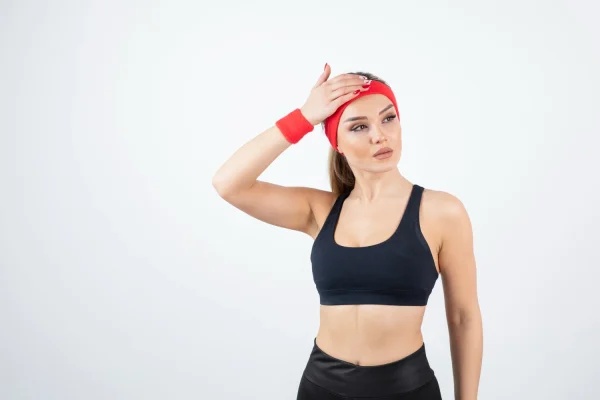 Woman preparing for exercise after healing properly from PRP hair treatment