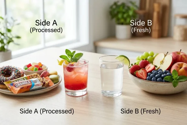 Added sugar and alcohol speed facial aging while whole foods slow it
