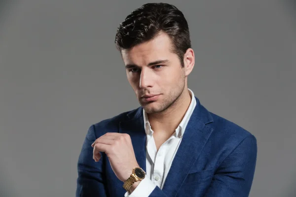 Man flaunting the results of his PDO thread lift procedure
