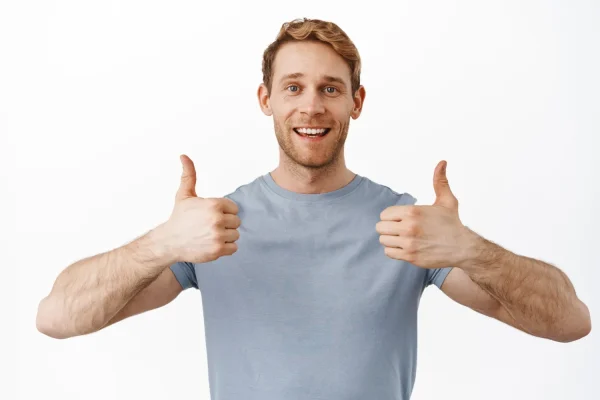 Man satisfied that his abdominal hardening is gone after liposuction recovery