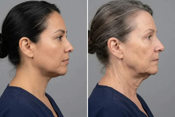 Mild laxity suited to FaceTite compared with heavy neck skin needing surgery