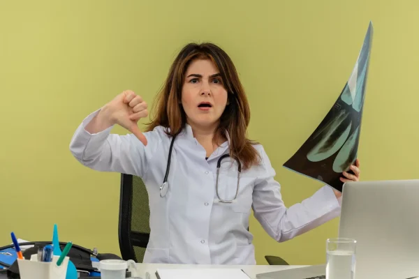 Plastic surgeon showing thumbs down about self administering of BPC-157