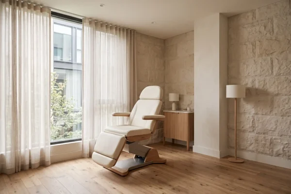Private consultation room at a Tampa aesthetic practice where double chin causes are assessed