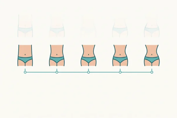 Recovery timeline showing when final waist contour becomes visible after a tummy tuck