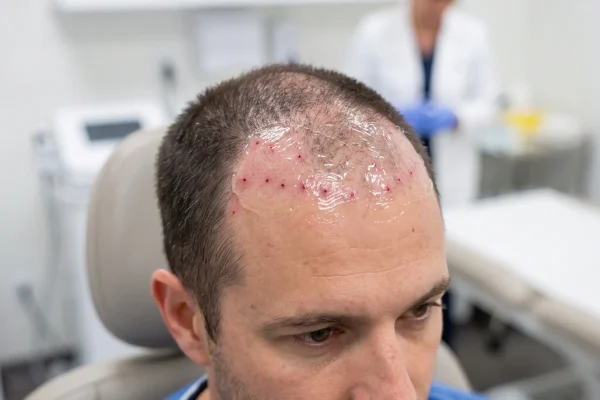 Scalp with mild redness after PRP hair injections