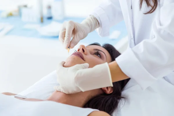 Woman receiving Botox from a plastic surgeon