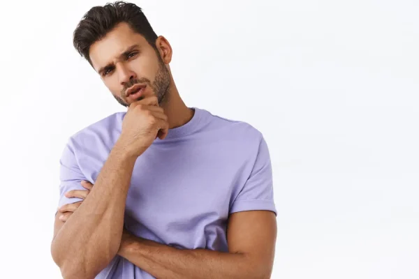 Man contemplating his nutrition options, representing the value of personalized guidance