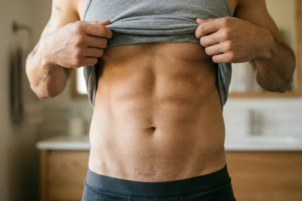 a man with tummy tuck scars