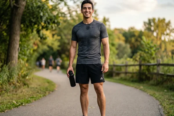 A man’s athletic transformation and toned physique.