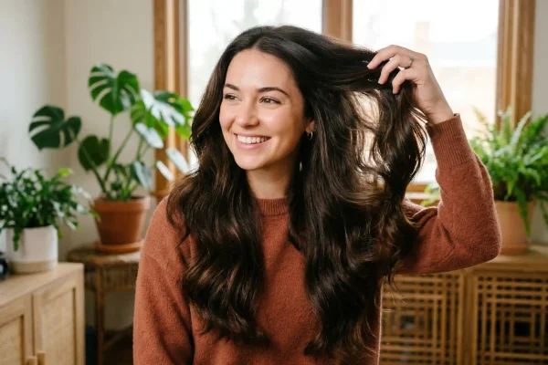 a woman with healthy hair