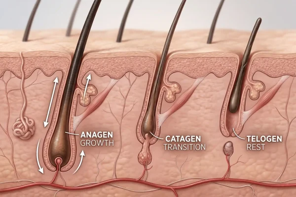 Anagen, catagen and telogen hair cycle phases affected by PRP