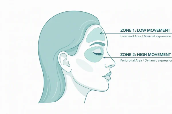 Infographic comparing forehead and eye-area muscle activity and Botox duration