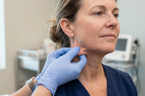 Pinch test for skin elasticity before chin liposuction in Tampa
