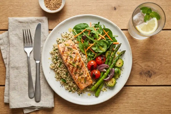Clean balanced meal supporting long-term liposuction results