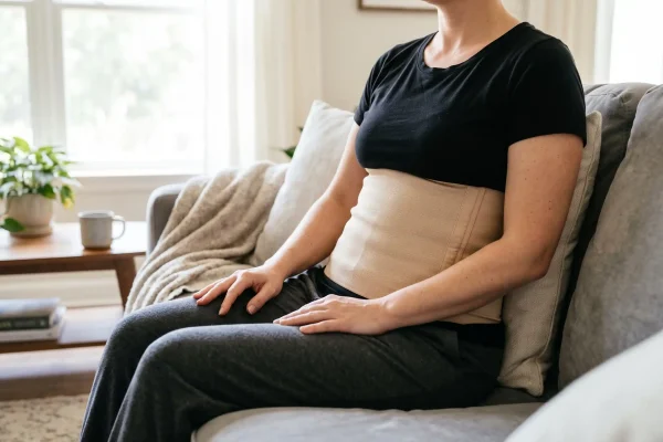 Compression garment worn during HD liposuction recovery in Tampa