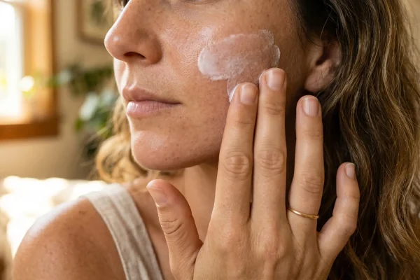 Daily sunscreen application protecting Botox and retinol investment from Tampa sun