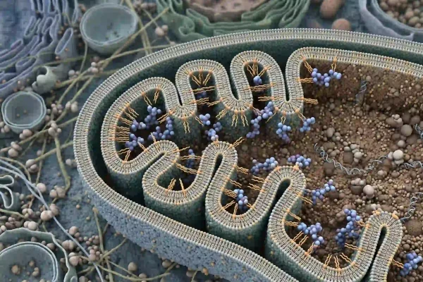 Diagram of SS-31 peptide binding cardiolipin inside the mitochondrial inner membrane