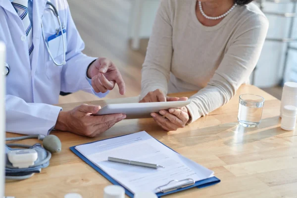 Discussing records with patient